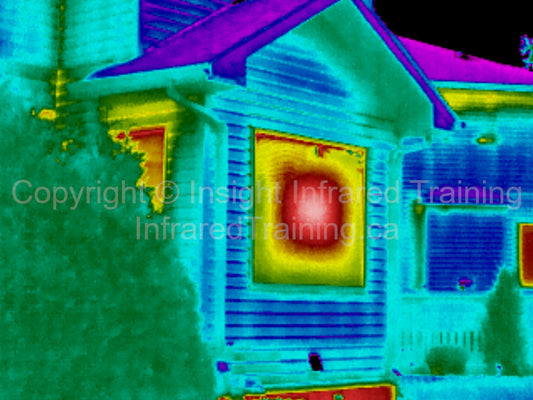 Infrared image of a failed window seal.