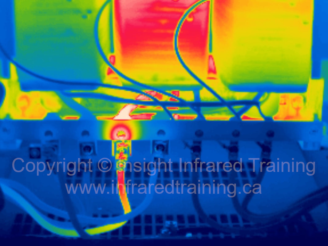 Thermal image of transformer loose connection.